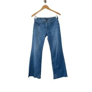 Madewell Womens Wide Leg Frayed Hem Jeans Blue Denim Size 28